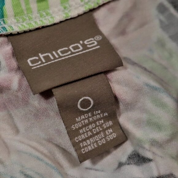LAST CHANCE - BRIGHT SUMMER TOP 0/4 Chico's Floral Tropical Hawaiian Vacation - Picture 4 of 8